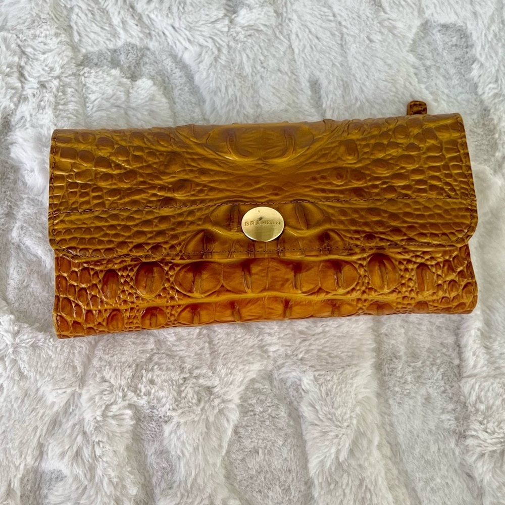 Brahmin Tan Croc-Embossed Satchel with Strap and Pouch - Picture 13 of 16
